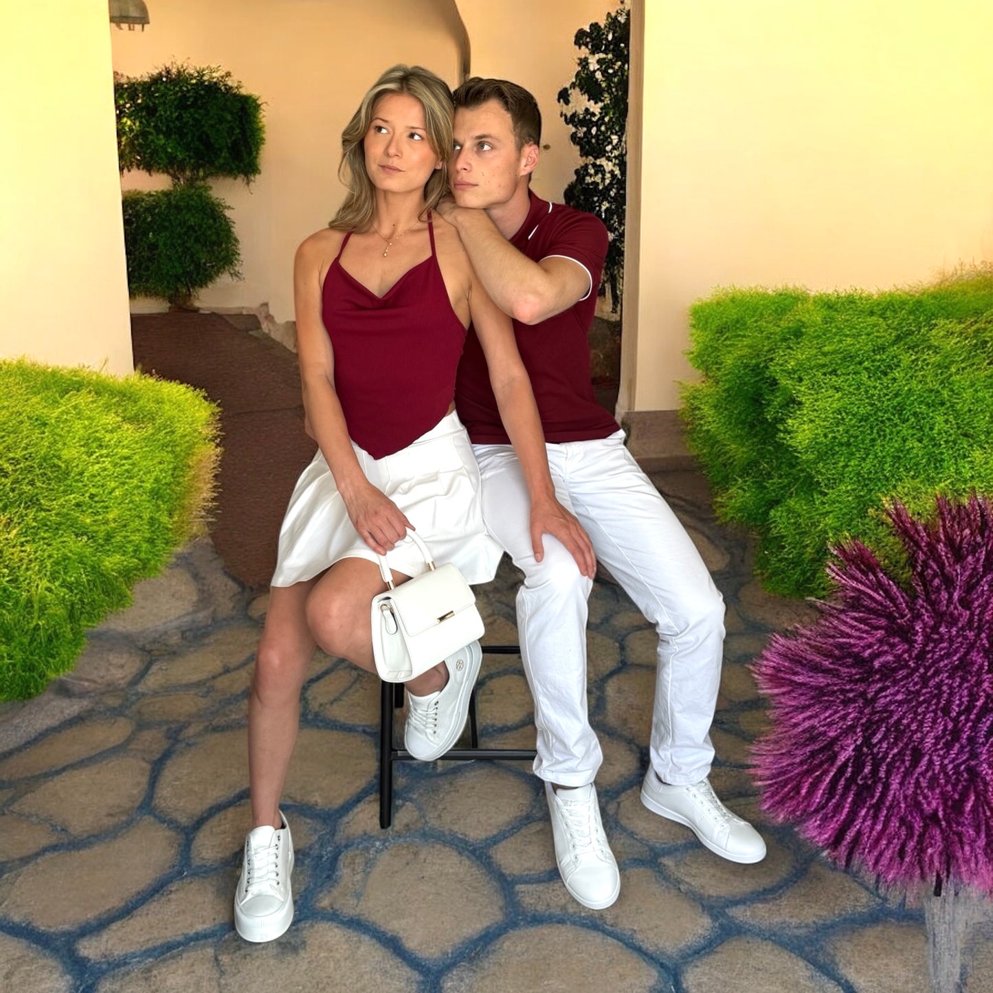 Le Couple Blanc & Bordeaux / noir