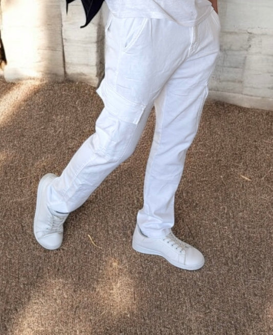 Pantalon Cargo – Blanc
