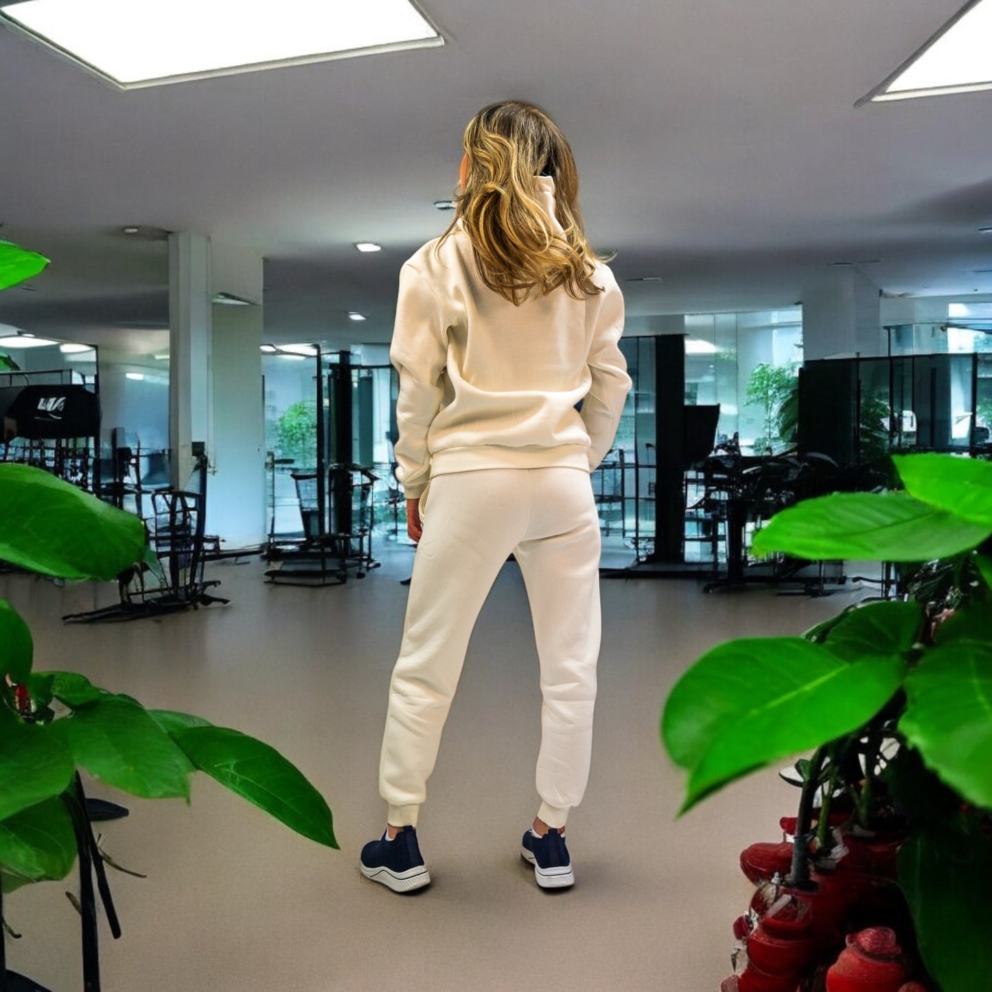 Ensemble Jogging Molletonné à Capuche – Blanc