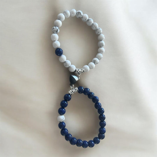 Bracelet de Couple avec Coeur Aimanté