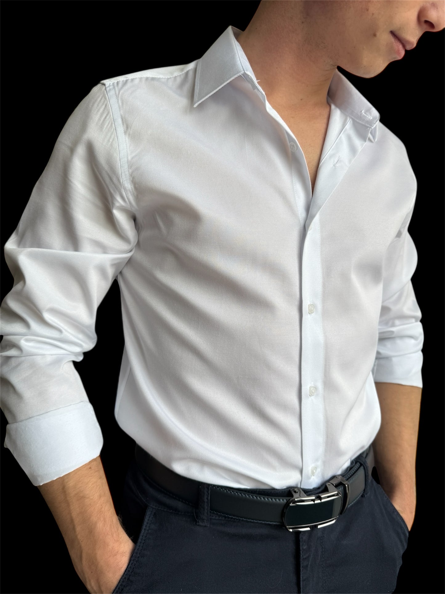 Chemise Slim Fit en Popeline – Blanc