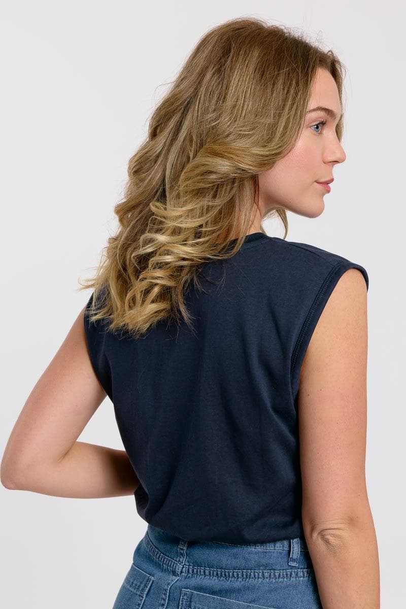 T-Shirt Sans Manches femme – Bleu Marine - miniature 3
