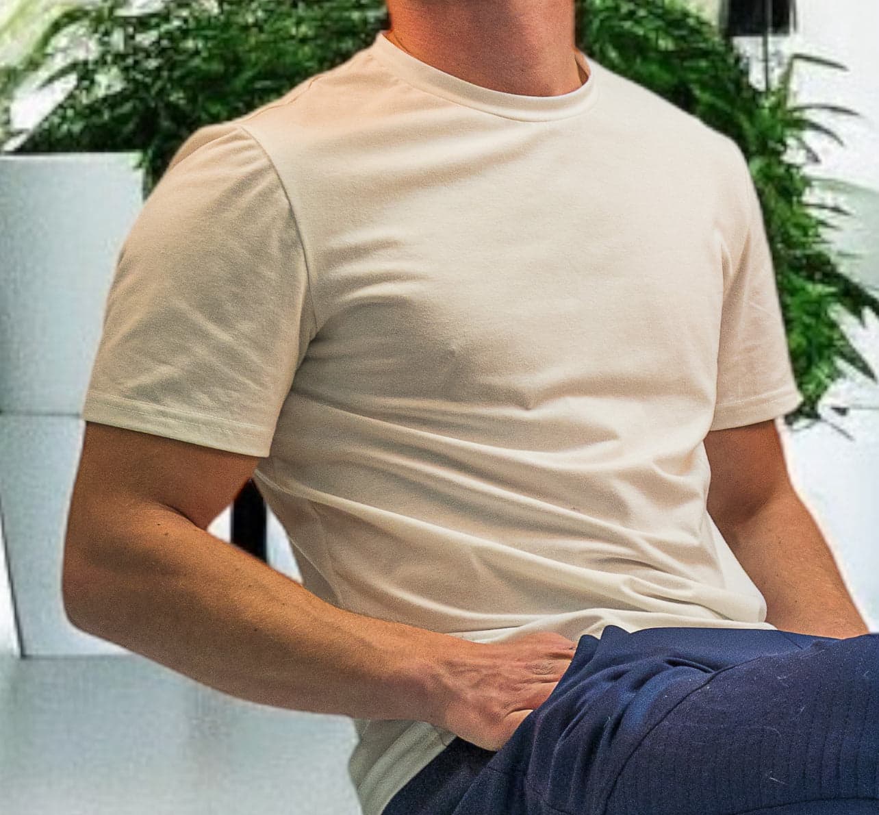 T-shirt Col Rond Ajusté – Blanc Neige