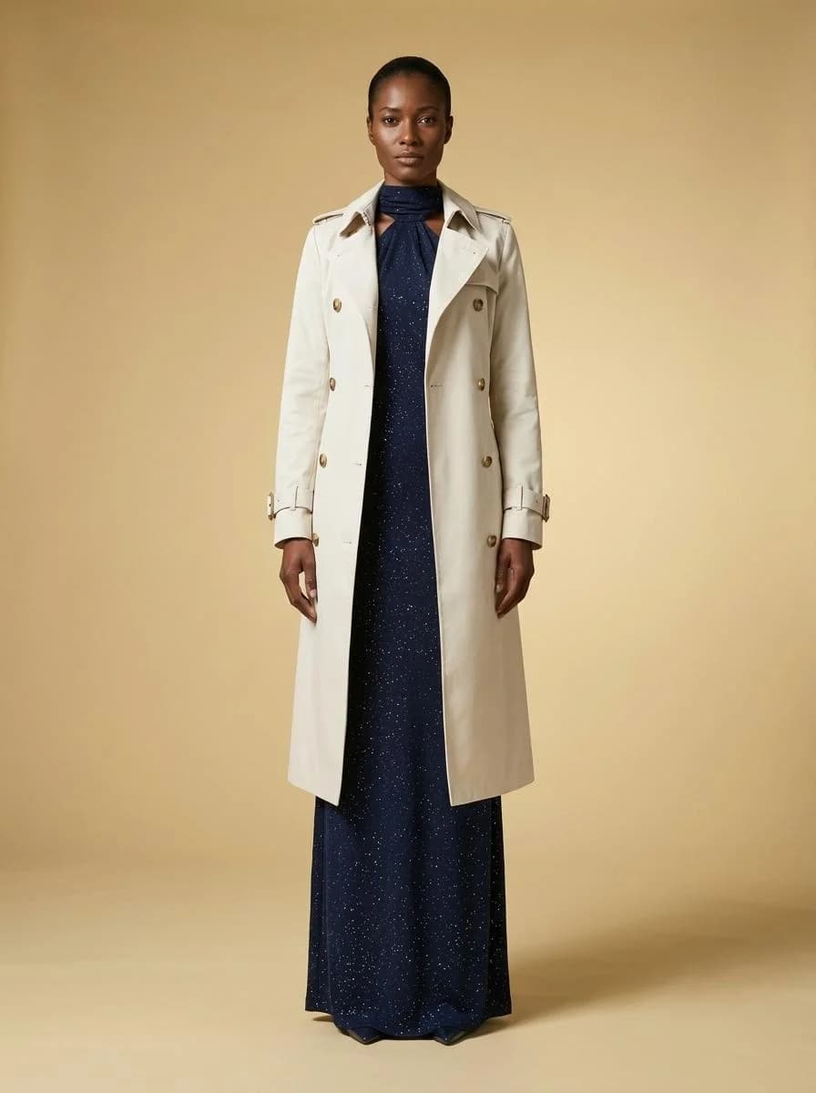 Trench Ceinturé à Double Boutonnage – Blanc