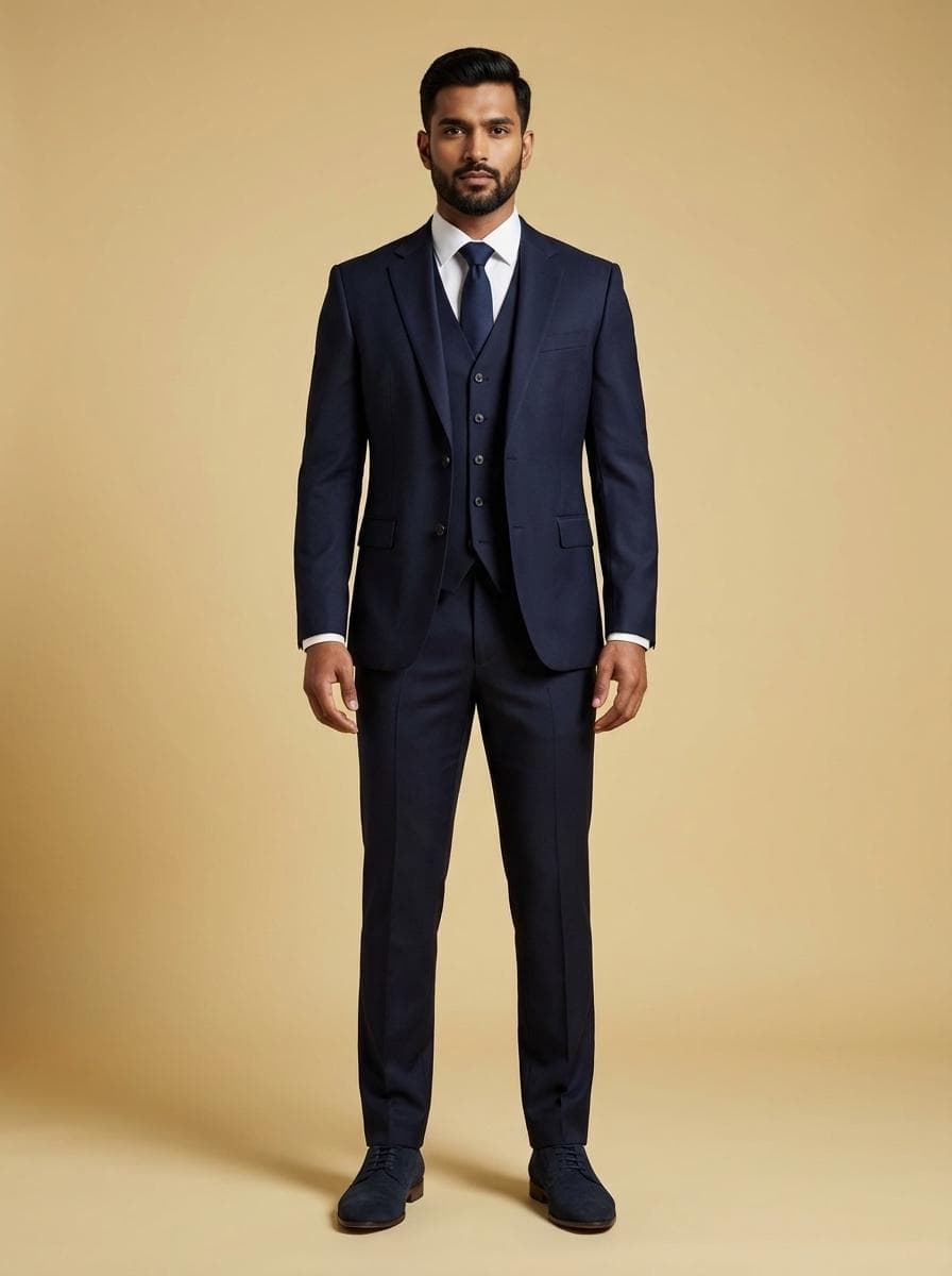 Costume 3 Pièces Bleu Marine - 1