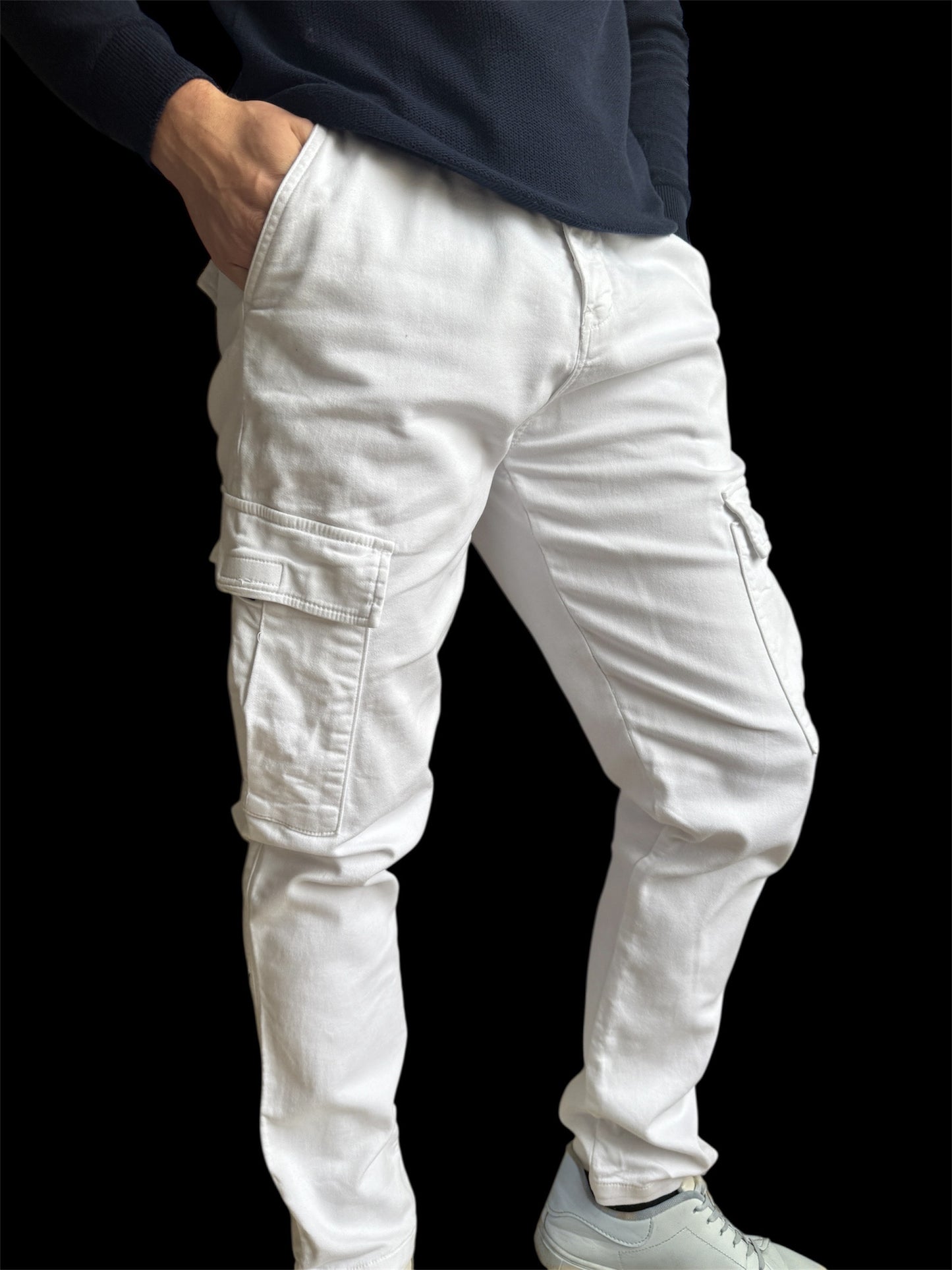 Pantalon Cargo – Blanc