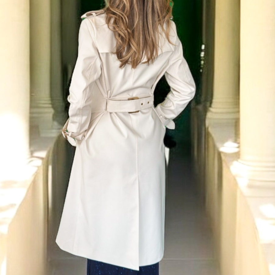 Trench Ceinturé à Double Boutonnage – Blanc